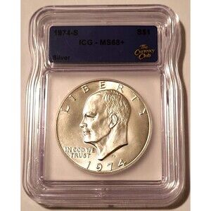 1974 S Eisenhower Silver Dollar Unc MS68+ ICG